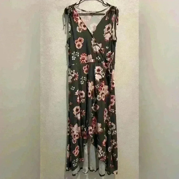 J for Justify women's gray floral size L-XL‎ dress - Picture 1 of 5